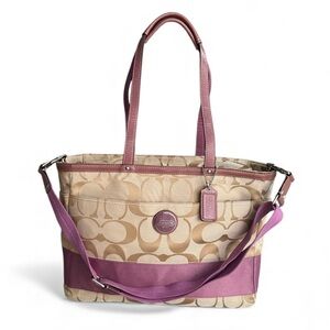 Coach Diaper Bag Signature Canvas Leather